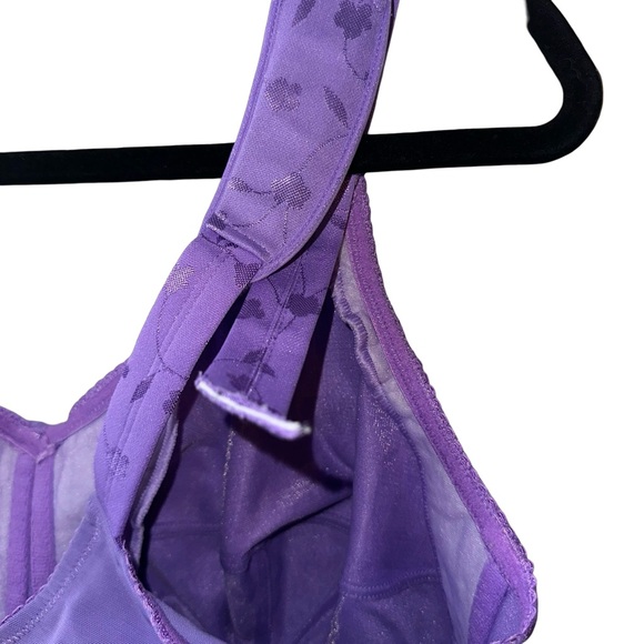 Elila Jacquard Soft Cup Bra 44H Lilac Purple Full Coverage Adjustable Straps - Picture 7 of 9